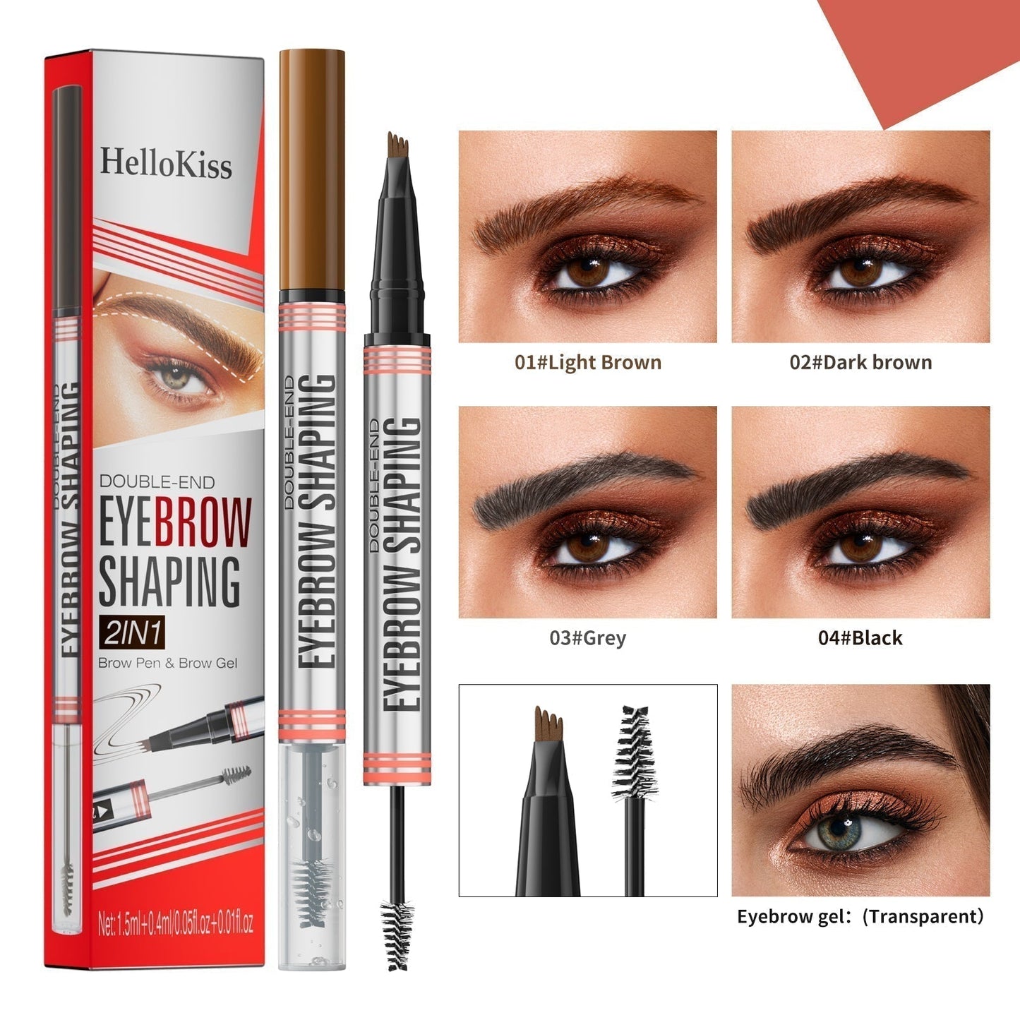 🔥PAY 1 GET 2 PCS🔥2-in-1 Brow Pen and Sealing Brow Gel for Real Fuller Eyebrows🥳