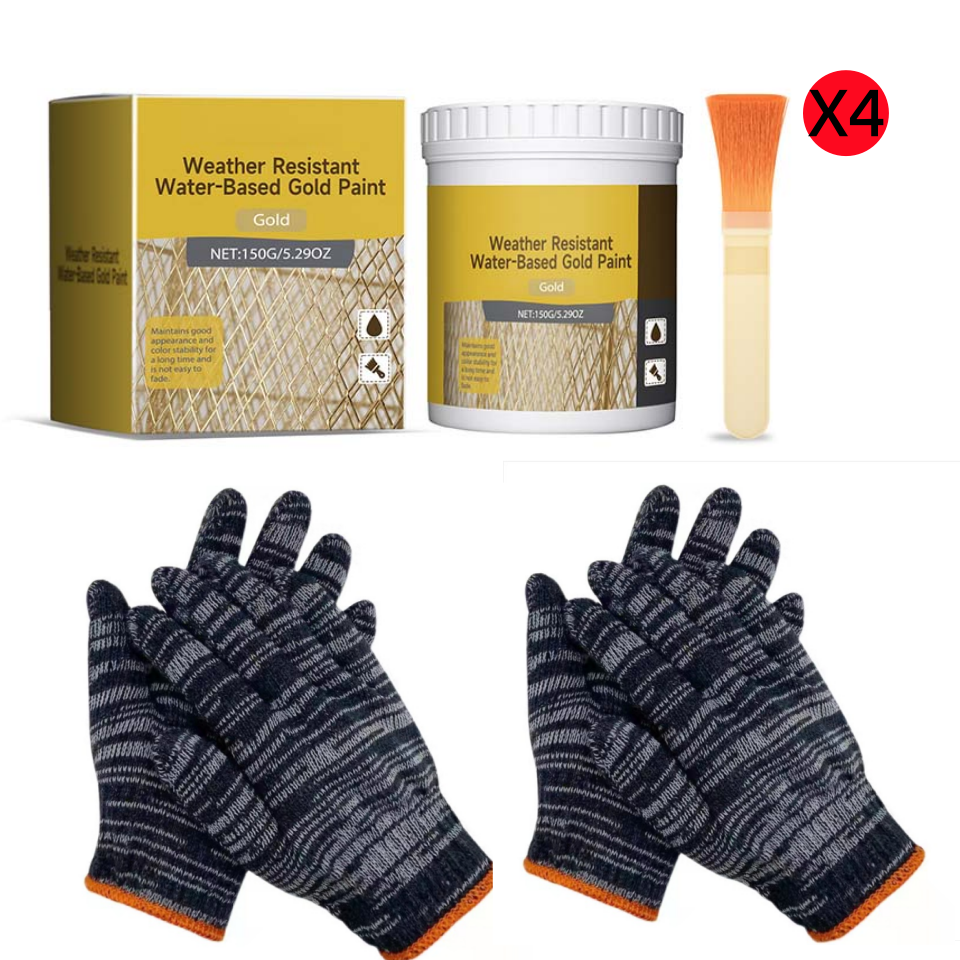 ✨ 🏡 Weather-Resistant Gold Paint – Rich Foil Effect, Fast-Drying – For Wood, Metal & Stone – A Touch of Luxury 💛
