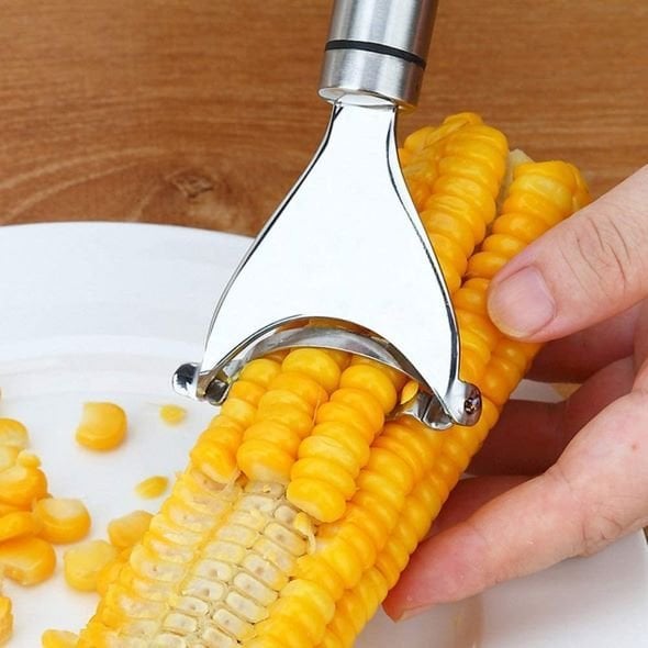 2 Counts Corn Peeler, Stainless Steel Corn Stripper Tool for Efficient Corn Kernel Removal