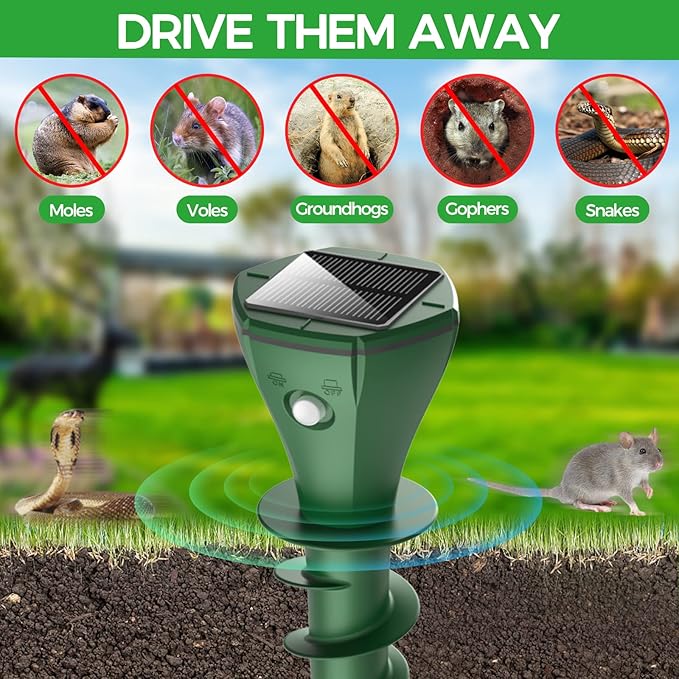🌸Spring Sale 50% OFF🌸 Solar Powered Waterproof Screw Mole Repellent