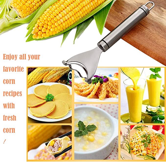 2 Counts Corn Peeler, Stainless Steel Corn Stripper Tool for Efficient Corn Kernel Removal