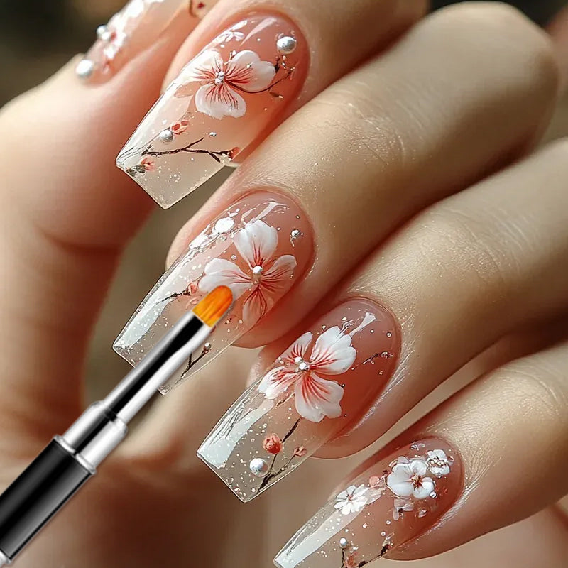 Dual-Ended Nail Art Brush with Spatula