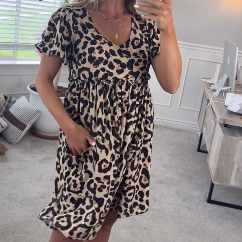 👗Women's Casual Leopard Print Mini Dress