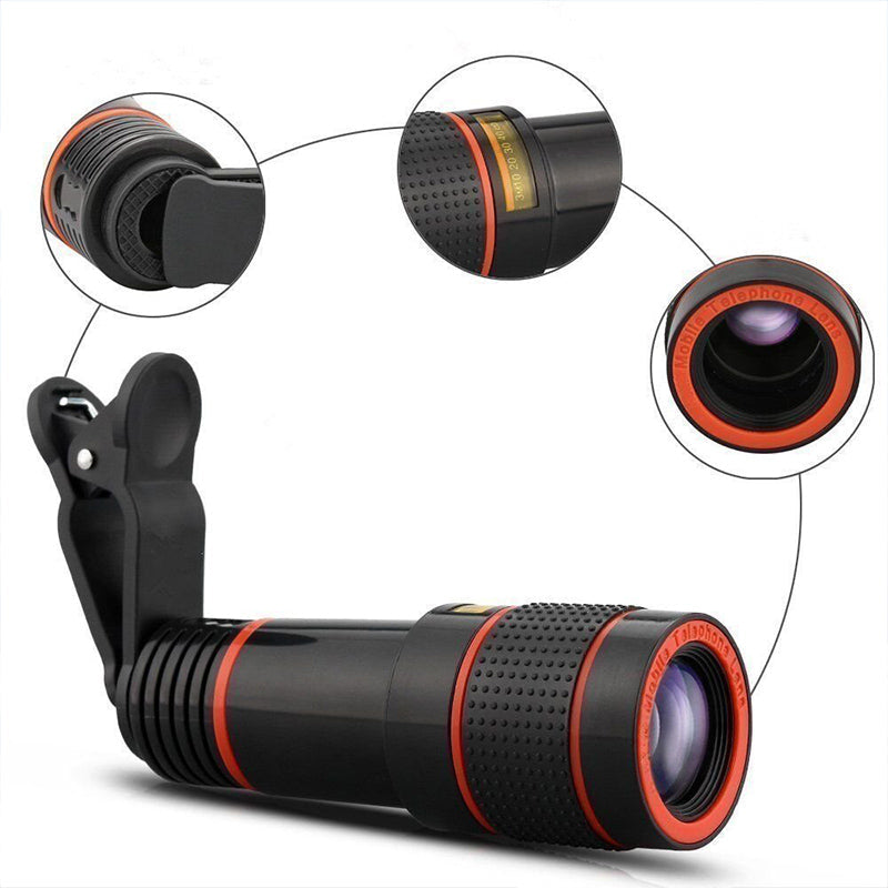 12/8X Phone Telephoto Lens with Tripod