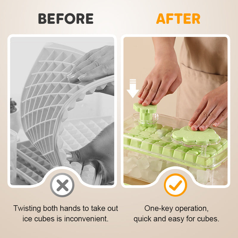 Ice Cube Tray with Lid & Bin