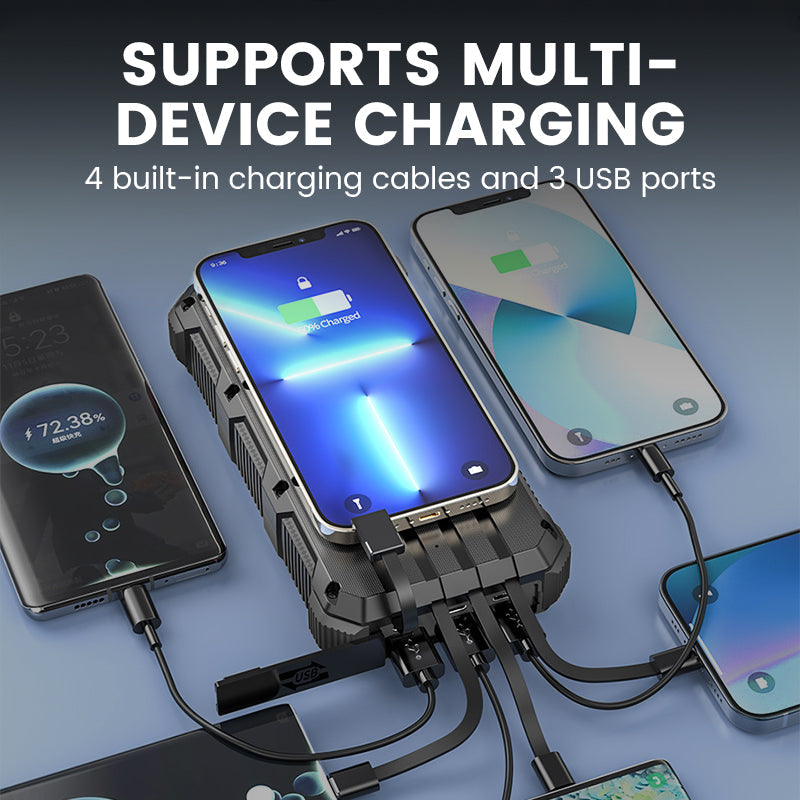 High-Capacity Solar Power Bank with Built-in Light