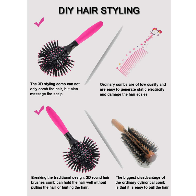 ⏰Final 3 Hours:Buy 2 Get 1 Free -🌟🌟3D Round Hair Brushes for Women