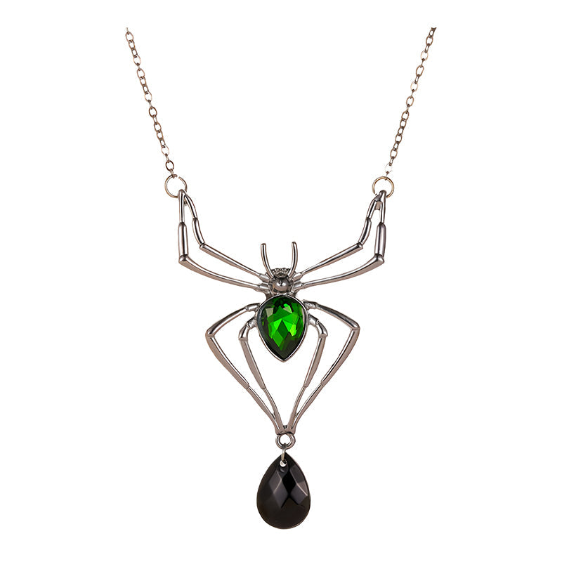Halloween Green Artificial Gemstone Jewelry Three-Piece Set