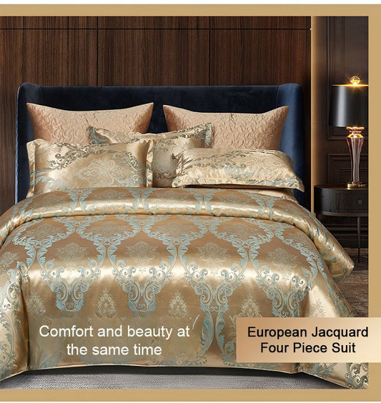 🔥Free shipping🔥 European Luxury Satin Jacquard 4-Piece Bedding Set