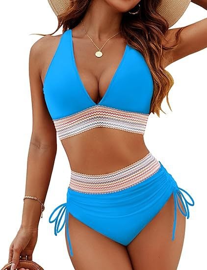 ⏳Last Day Promotion 50% OFF⛱️2026 High Waisted Tummy Control Color Block Bikini Sets