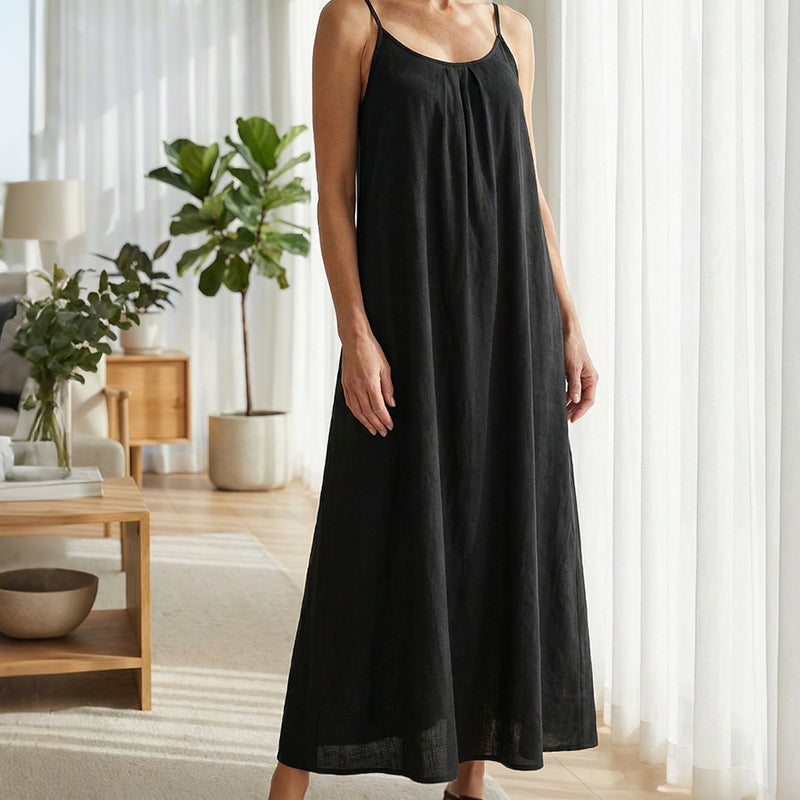 👗 50% OFF NOW! ✨ Backless Cami Dress – Spaghetti Strap & Maxi Length 🌸