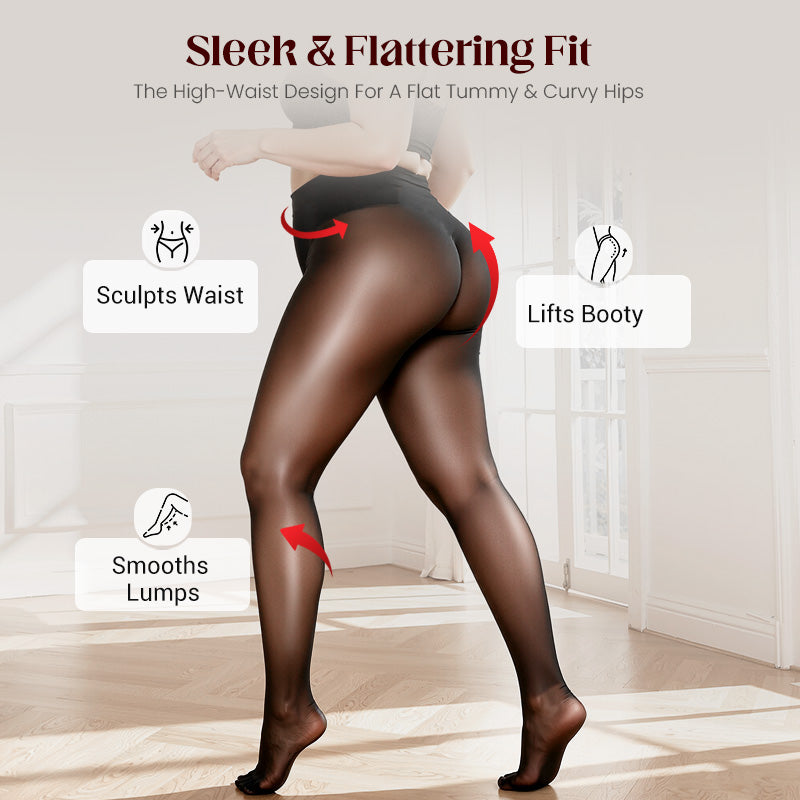 🏆 BUY 1 GET 1 FREE! 🔥 Transparent High-Waisted Shiny Sheer Tights for Women - Sheer & Comfortable 👑✨