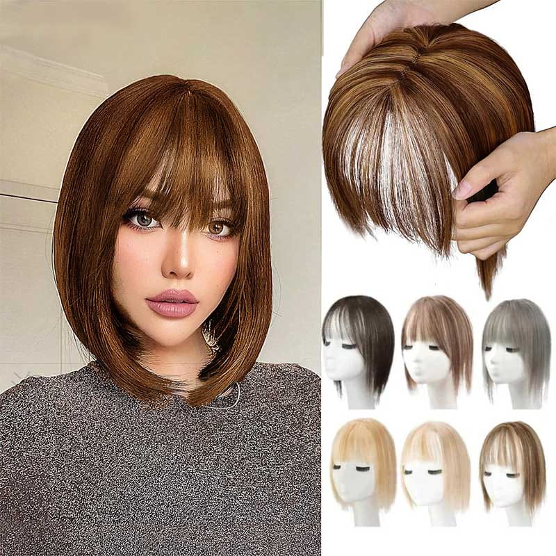 🌸Natural Hair Toppers with Bangs for Women
