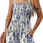 ⏰Hot Sale 50% Off💃Women's Summer Square Neck Sleeveless Loose Casual Short Smocked Romper💕