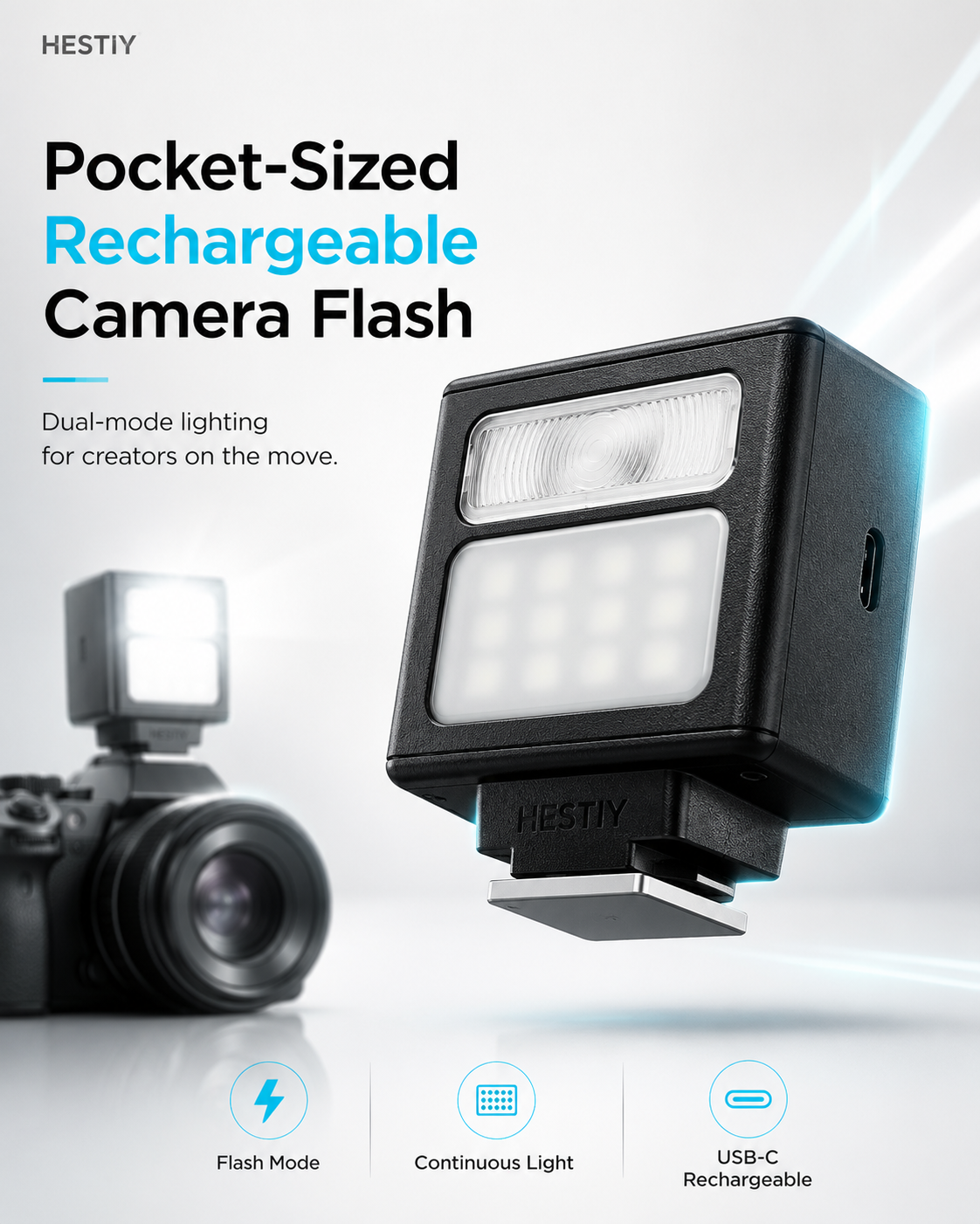 🔥50% OFF!!🔥Pocket-Sized Rechargeable Camera Flash ✈️  Free Shipping
