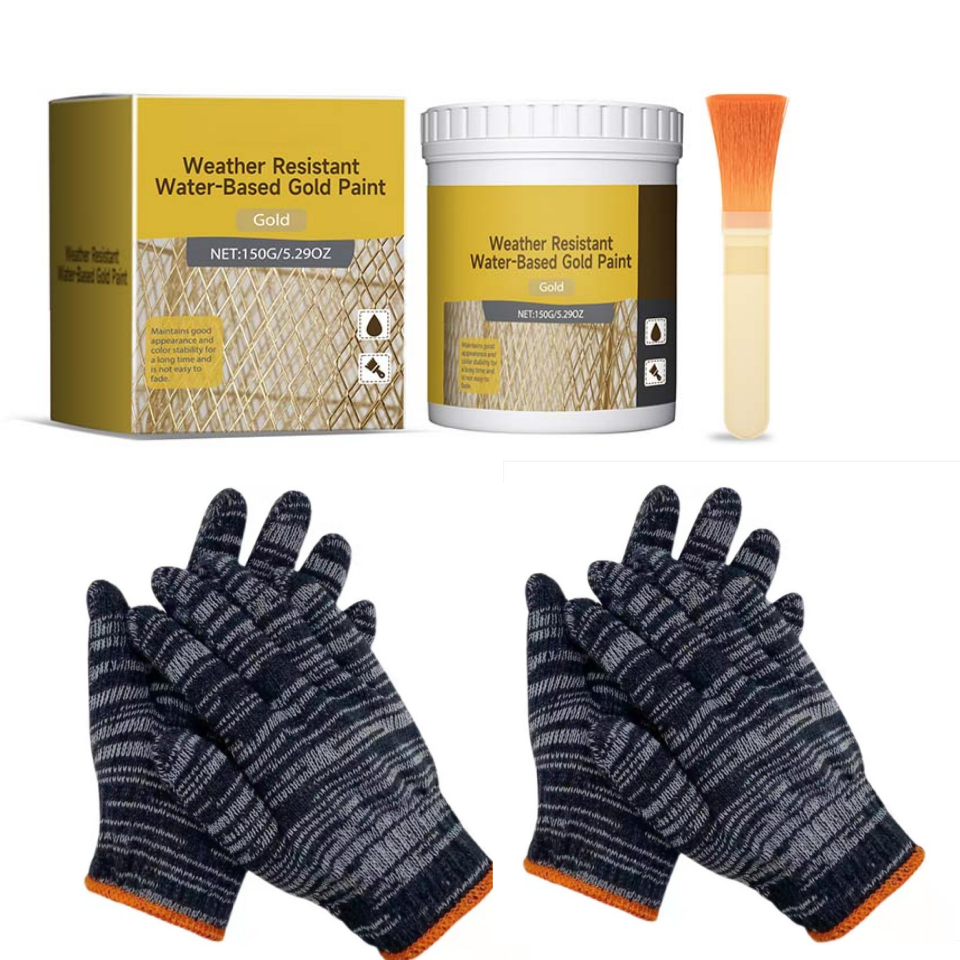 ✨ 🏡 Weather-Resistant Gold Paint – Rich Foil Effect, Fast-Drying – For Wood, Metal & Stone – A Touch of Luxury 💛
