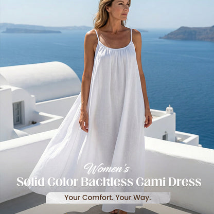 👗 50% OFF NOW! ✨ Backless Cami Dress – Spaghetti Strap & Maxi Length 🌸