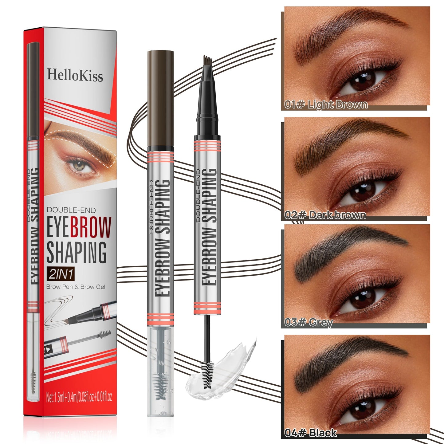 🔥PAY 1 GET 2 PCS🔥2-in-1 Brow Pen and Sealing Brow Gel for Real Fuller Eyebrows🥳