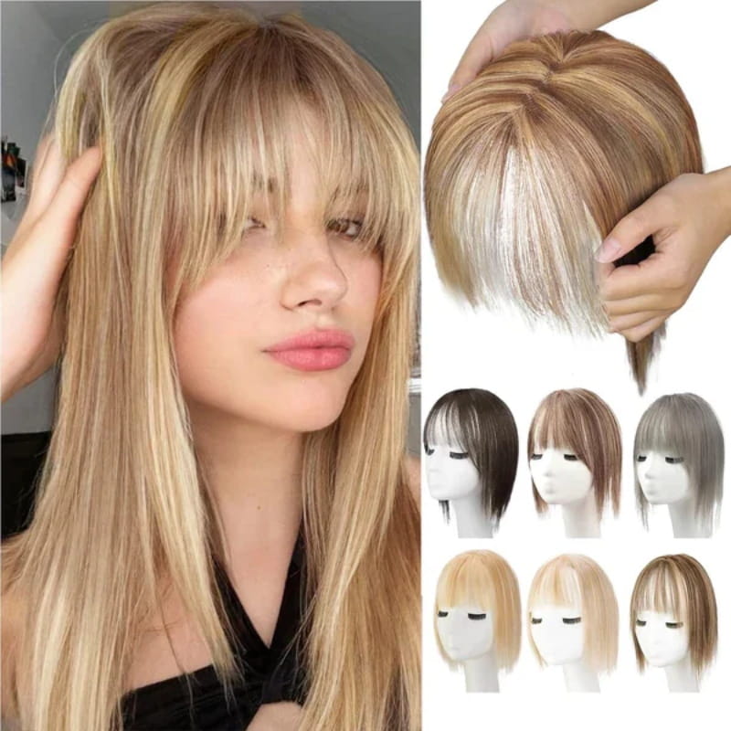 🌸Natural Hair Toppers with Bangs for Women