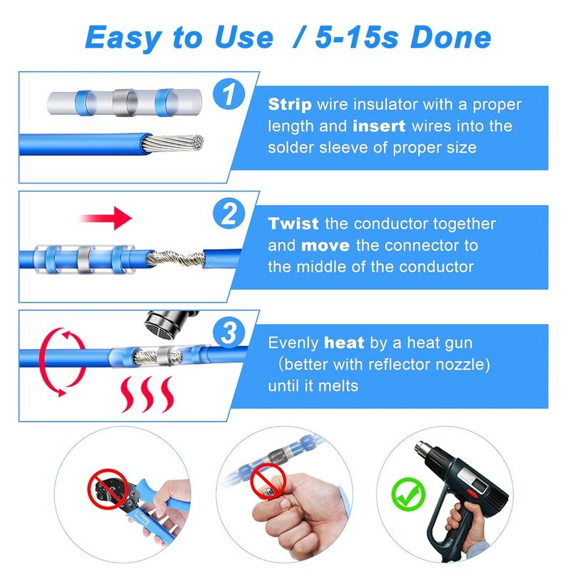 Haisstronica Solder-Seal Wire Connectors - Waterproof heat-shrink connectors with a self-soldering function