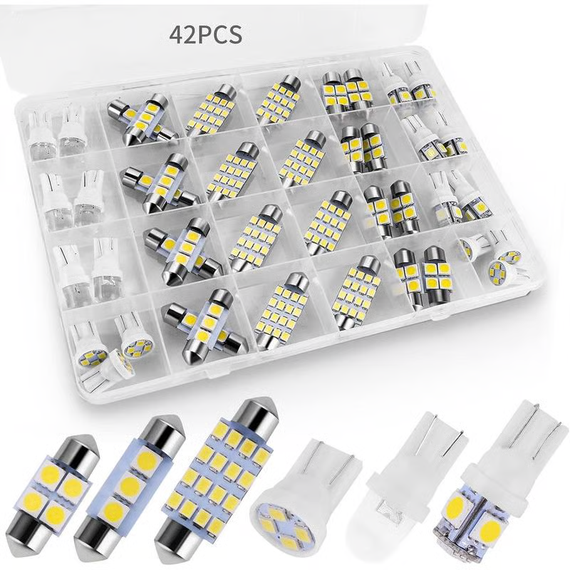 🔥42 Pieces Interior Car Lights, Super Bright White Dome Map Tail Cab Lights Bulb Kit Set