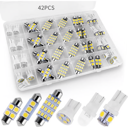 🔥42 Pieces Interior Car Lights, Super Bright White Dome Map Tail Cab Lights Bulb Kit Set