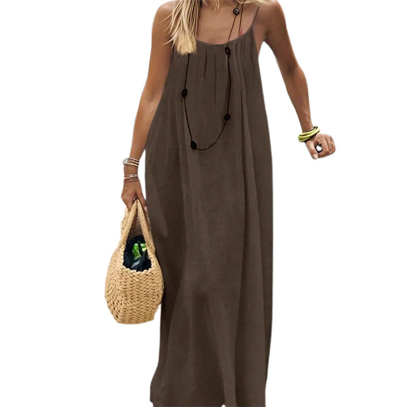 👗 50% OFF NOW! ✨ Backless Cami Dress – Spaghetti Strap & Maxi Length 🌸