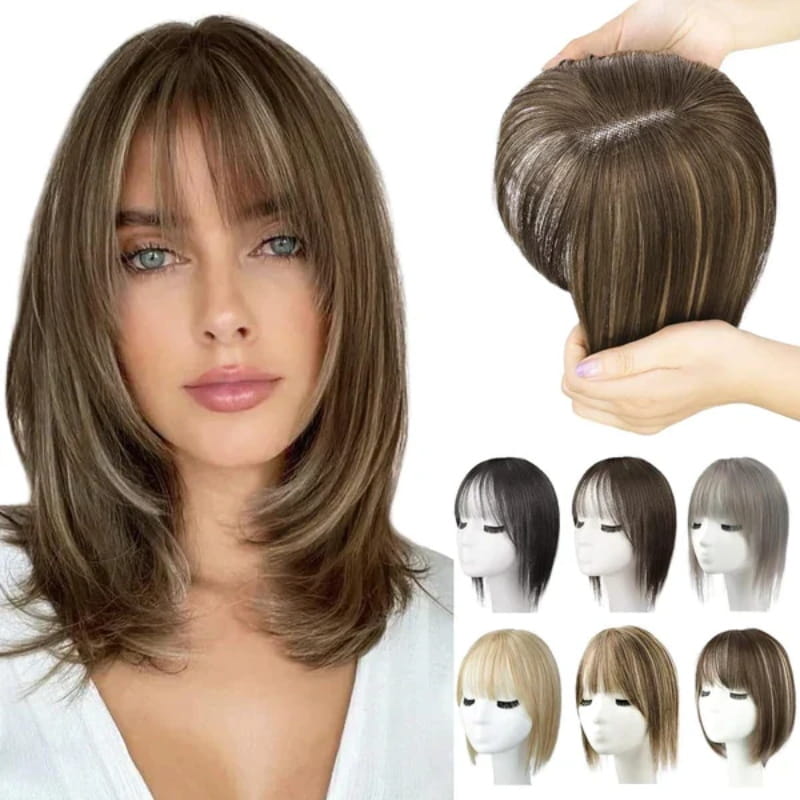 🌸Natural Hair Toppers with Bangs for Women