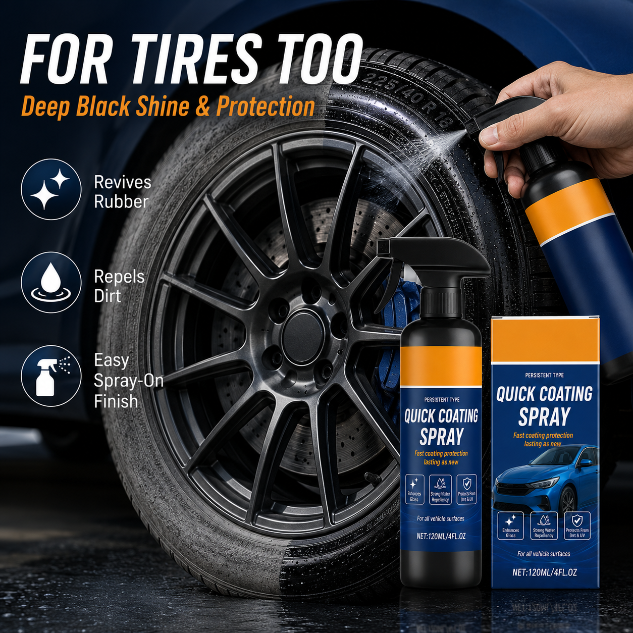 🎉58K+ Sold 🚗 Car Coating Spray, High Gloss Quick Coat, Water Stain & UV Protection for Auto Paint