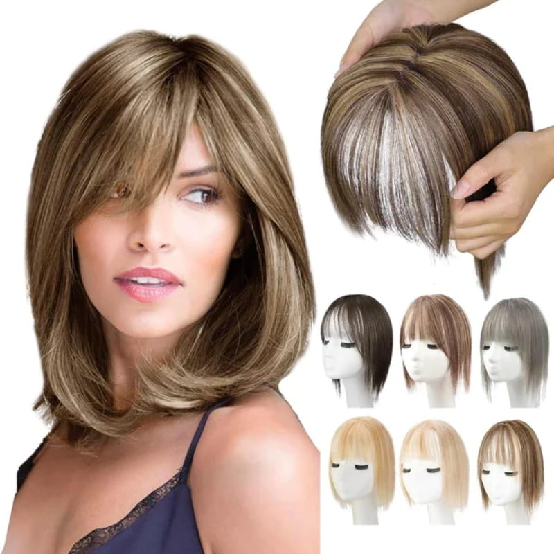 🌸Natural Hair Toppers with Bangs for Women