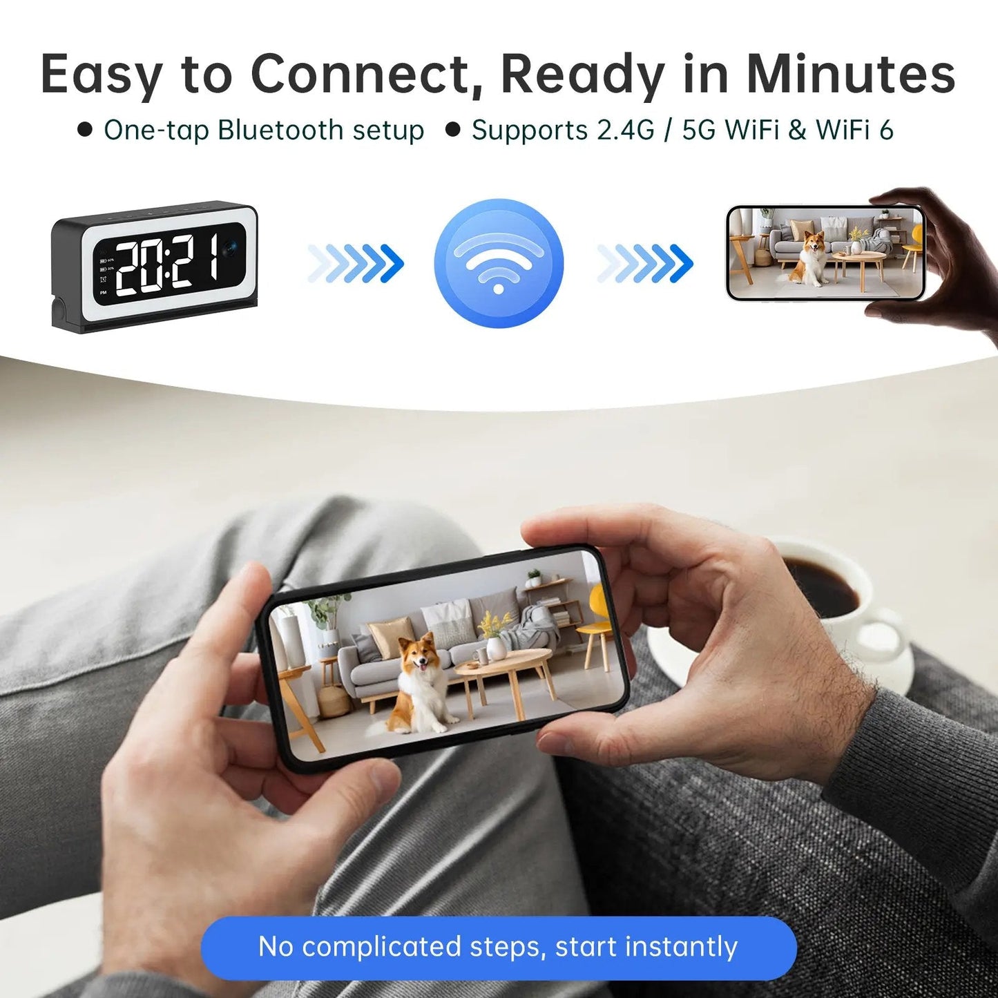 ⚡Hot Sales 50% OFF🔥Smart Digital Clock Camera with Dual Band WiFi (5GHz & 2.4GHz) | Home Security & Real-Time Monitoring System