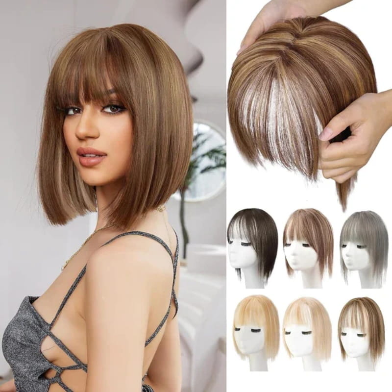 🌸Natural Hair Toppers with Bangs for Women