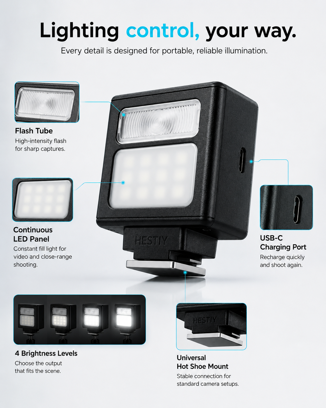🔥50% OFF!!🔥Pocket-Sized Rechargeable Camera Flash ✈️  Free Shipping
