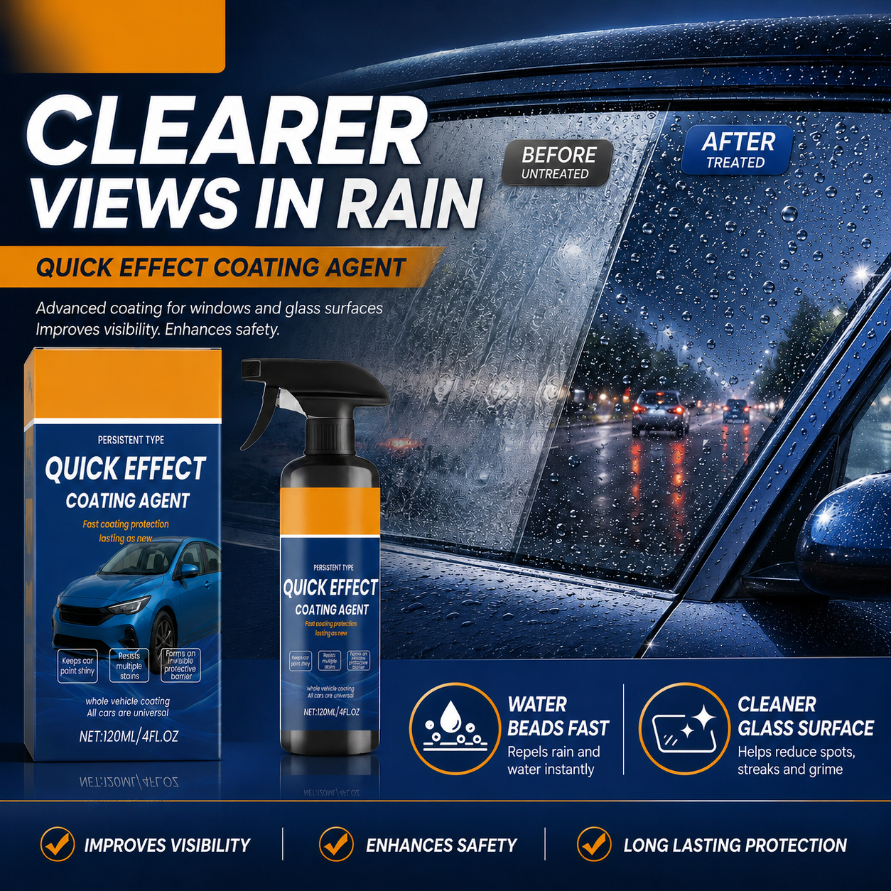 🎉58K+ Sold 🚗 Car Coating Spray, High Gloss Quick Coat, Water Stain & UV Protection for Auto Paint