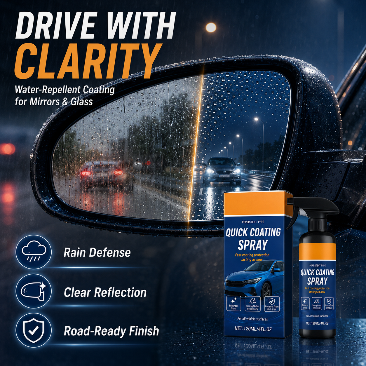 🎉58K+ Sold 🚗 Car Coating Spray, High Gloss Quick Coat, Water Stain & UV Protection for Auto Paint