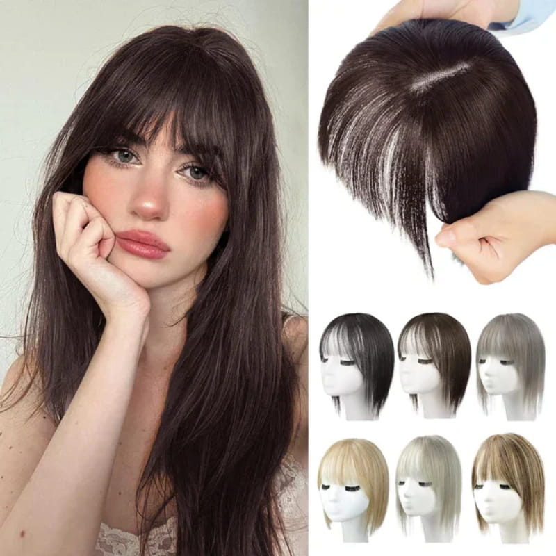 🌸Natural Hair Toppers with Bangs for Women
