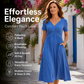V-Neck Short Sleeve Dress – Flowy Fit, Timeless Charm