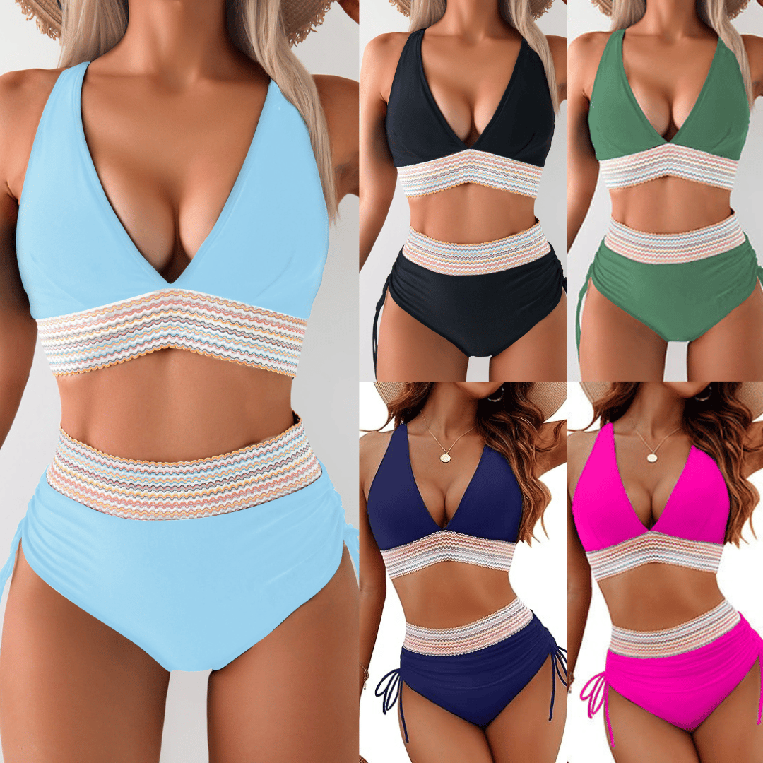 ⏳Last Day Promotion 50% OFF⛱️2026 High Waisted Tummy Control Color Block Bikini Sets