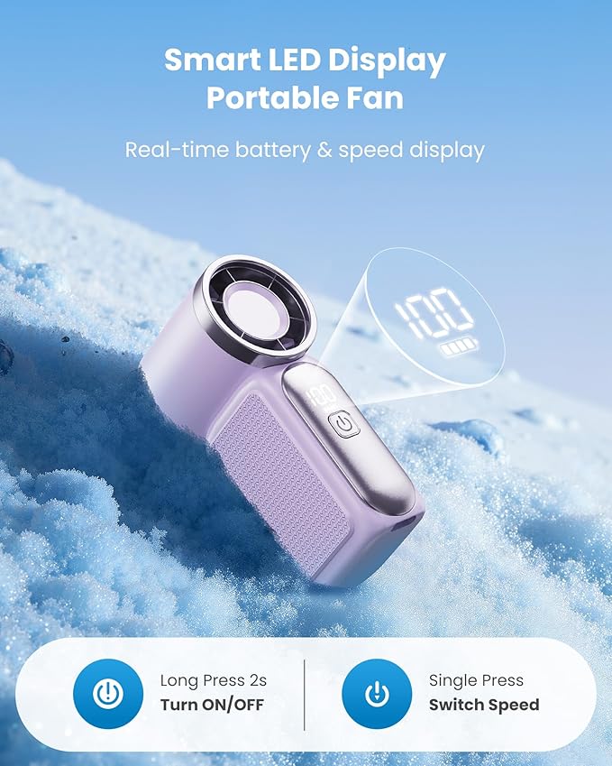 🥳2026 HOT SALE🥳💞❄️ 50% OFF! Turbo Handheld Fan – 16900 RPM, 6 speeds, LED display. 3000mAh battery, 10.7hrs cooling. Pocket‑sized power! 🌬️✨