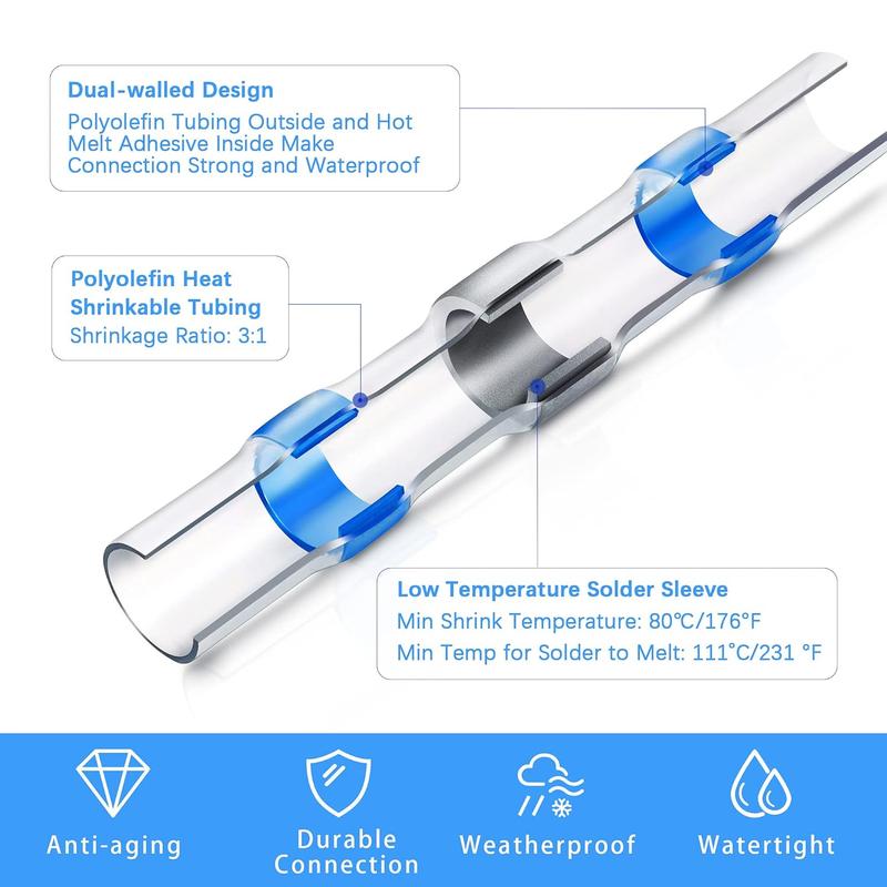 Haisstronica Solder-Seal Wire Connectors - Waterproof heat-shrink connectors with a self-soldering function