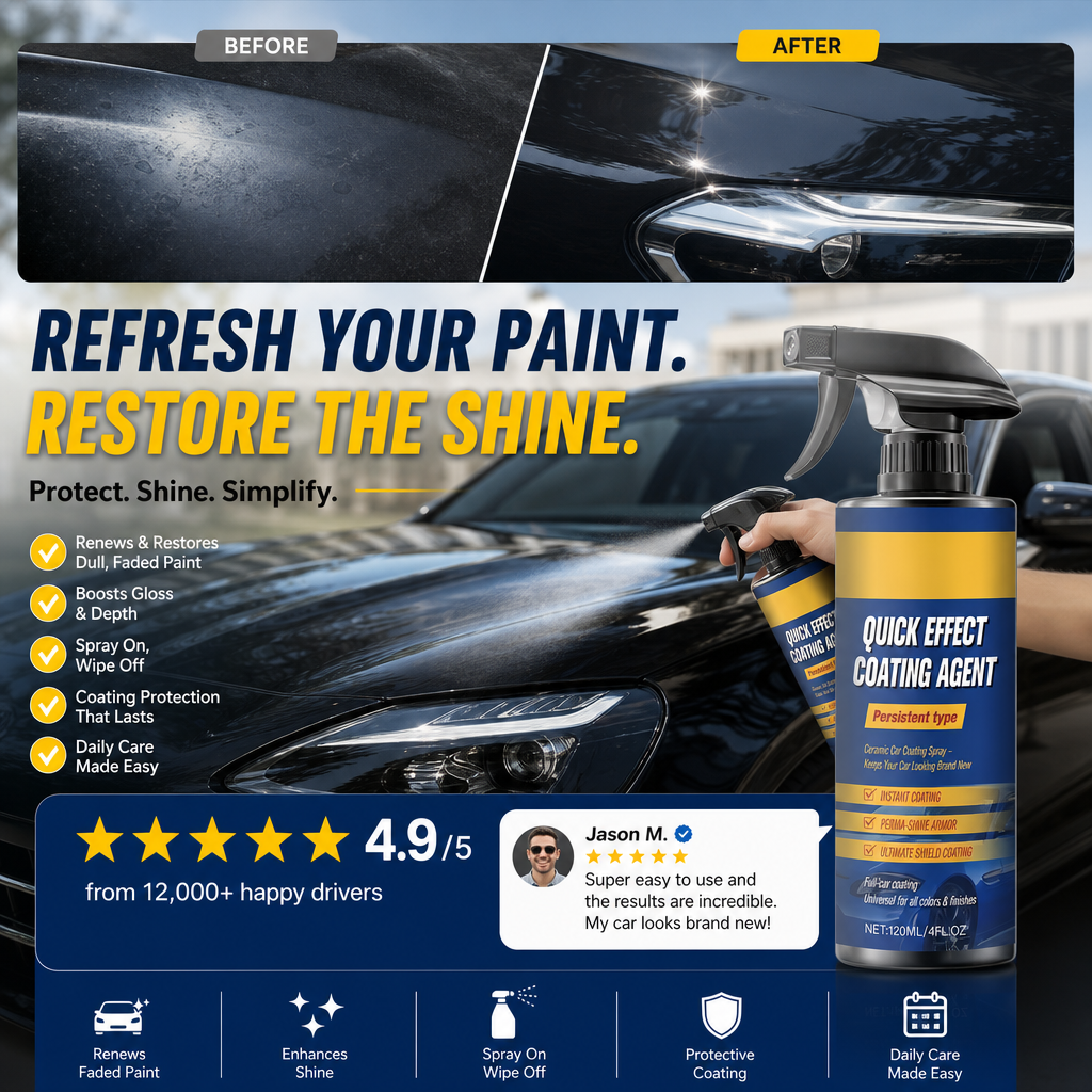 🎉56K+ Sold 🚗 Efficient Car Coating Spray, 3-in-1 Clean Coat Protect, Hydrophobic High Gloss Auto Paint Care