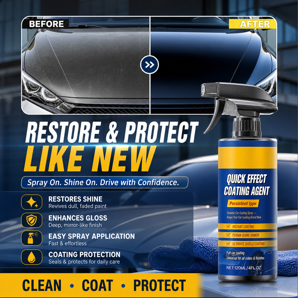 🎉56K+ Sold 🚗 Efficient Car Coating Spray, 3-in-1 Clean Coat Protect, Hydrophobic High Gloss Auto Paint Care