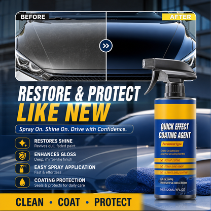🎉56K+ Sold 🚗 Efficient Car Coating Spray, 3-in-1 Clean Coat Protect, Hydrophobic High Gloss Auto Paint Care