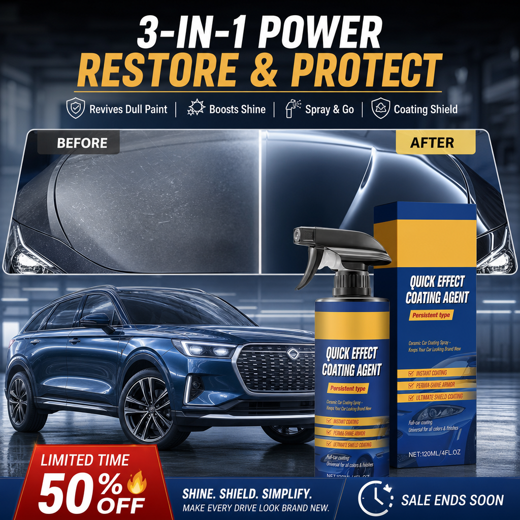 🎉56K+ Sold 🚗 Efficient Car Coating Spray, 3-in-1 Clean Coat Protect, Hydrophobic High Gloss Auto Paint Care