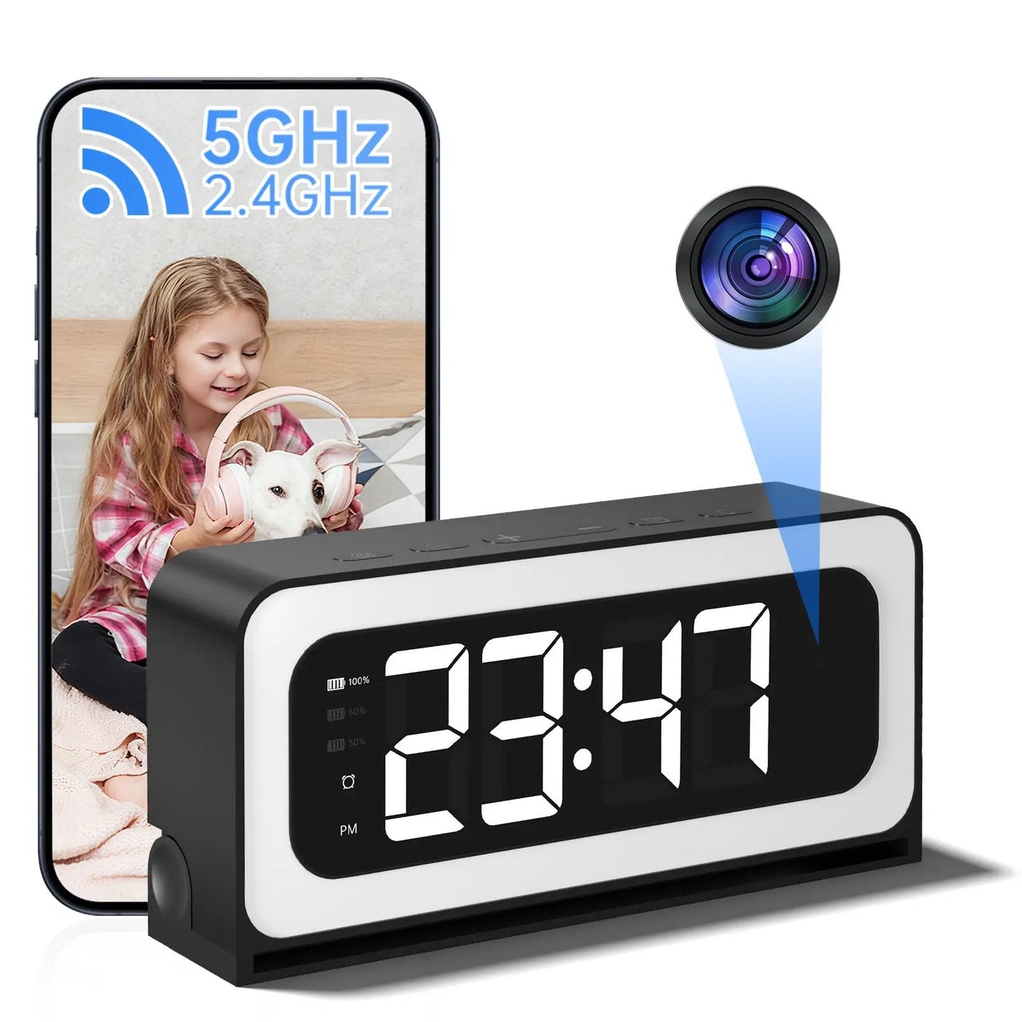 ⚡Hot Sales 50% OFF🔥Smart Digital Clock Camera with Dual Band WiFi (5GHz & 2.4GHz) | Home Security & Real-Time Monitoring System