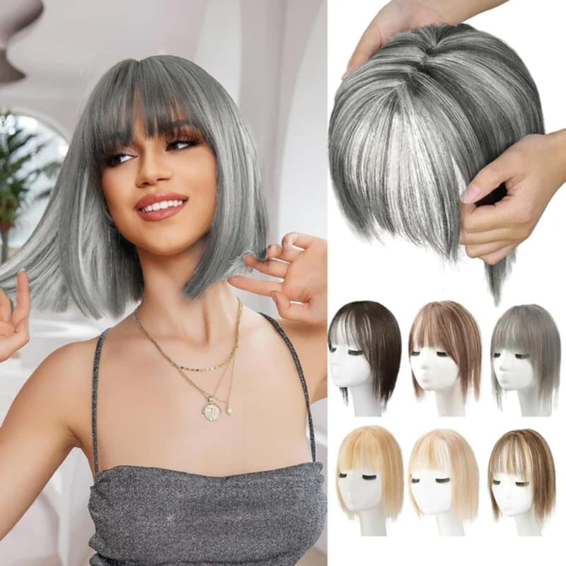 🌸Natural Hair Toppers with Bangs for Women