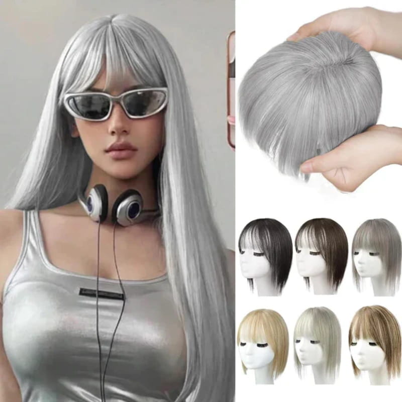 🌸Natural Hair Toppers with Bangs for Women