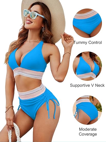 ⏳Last Day Promotion 50% OFF⛱️2026 High Waisted Tummy Control Color Block Bikini Sets
