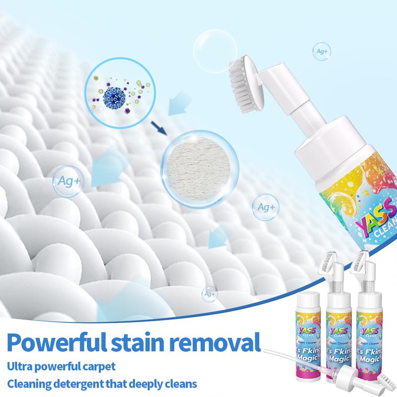 ⏳LAST DAY GET 50% OFF!!💖Yass Clean Magic Foam Cleaner for Carpets & Upholstery – Pet Stain & Odour Remover with Cleaning Brush🧼🪄