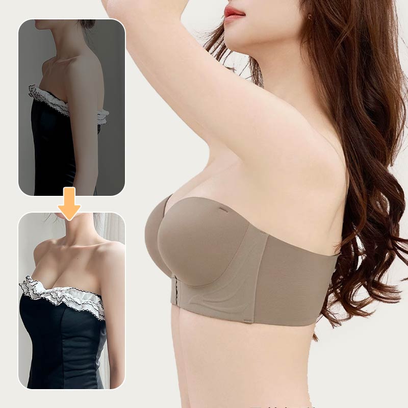 🎉55K+ Sold 👙 Invisible Strap Front Buckle Push Up Bra, Seamless Breathable Convertible Strapless Underwear🥰